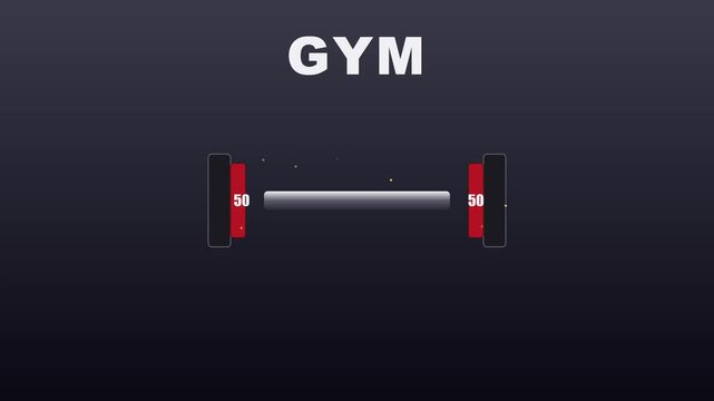 Animated gym barbell with 50 pound weight plates for fitness and workout branding animation 4k weightlifting