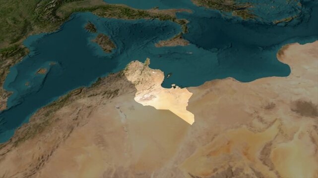  Zooming From World Map To Tunisia, High Tech Colorful Map Animation
