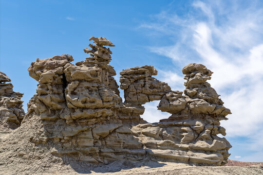 A small arch in a sandstone formation at Fantasy Canyon Recreation Site in Utah, USA