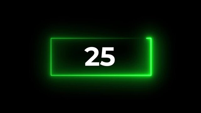 Modern digital countdown timer display with glowing green l e d digits set to 27 for corporate