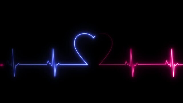Heartbeat pulse line icon. Pulse isolated Heartbeat, animation of heartbeat, relationship concept on black, background.4kvideo&nbsp;