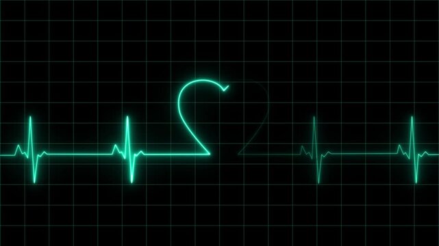 Heartbeat pulse line icon. Pulse isolated Heartbeat, animation of heartbeat, relationship concept on black, background.4kvideo&nbsp;