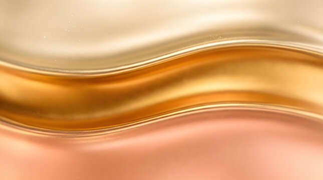 Abstract golden fluid waves shimmering light reflections and smooth curves create a luxurious organic texture