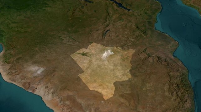  Zooming From World Map To BOTSWANA, High Tech Colorful Map Animation