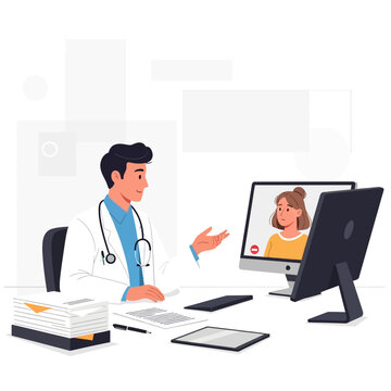 Doctor Consults Patient Virtually Digital Healthcare Technology And Remote Medical Services In