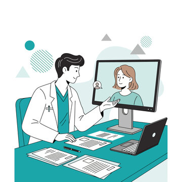 Doctor Consults Patient Virtually Offering Remote Medical Care Via Technology