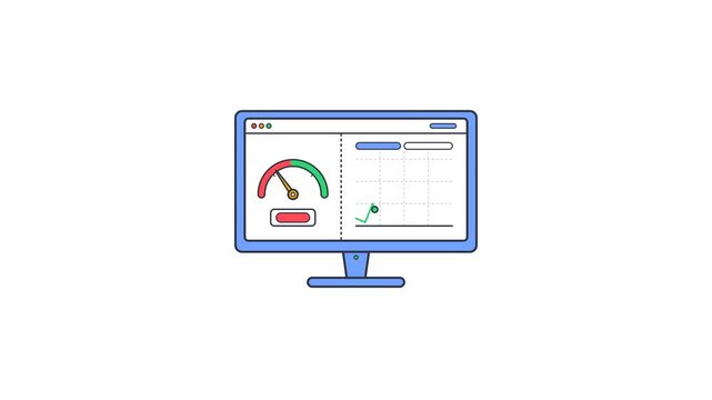 Three monitoring gauges animate while a small alert dot appears and resolves.