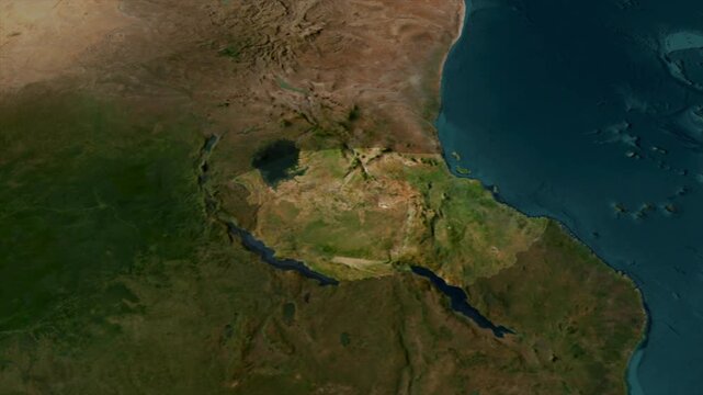  Zooming From World Map To TANZANIA, High Tech Colorful Map Animation