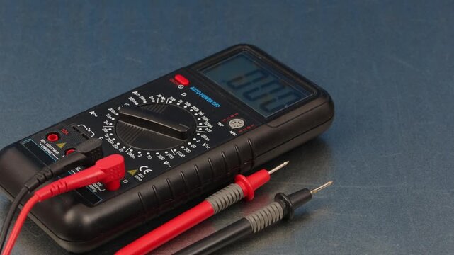 A digital multimeter for measuring the parameters of electrical circuits. Close-up. Soft focus.