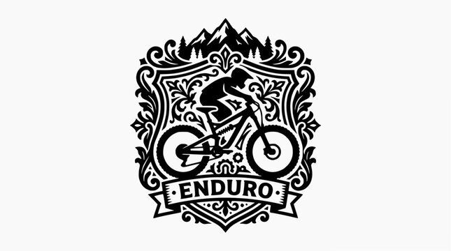 Vintage enduro mountain bike crest emblem logo