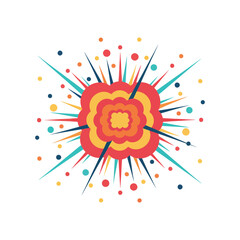 Abstract floral comic explosion effect graphic element with explosion, colorful © ALI