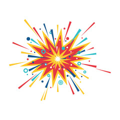 Colorful comic style radiating star explosion with explosion abstract isolated © ALI