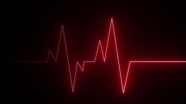 heart beat line icon animation . cyan color neon line heart beat with black background. motion graphics. 4k video
