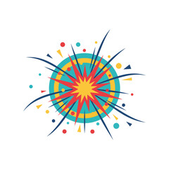 Circular comic book explosion design element with explosion circular colorful © ALI