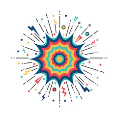 Comic book style multicolored explosion graphic with explosion, starburst © ALI