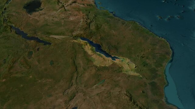  Zooming From World Map To MALAWI, High Tech Colorful Map Animation