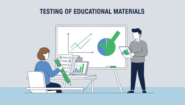 Two professional educational test developers analyze curriculum graphs and complete student evaluation checklists.