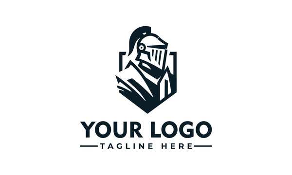Minimalist Shield Emblem Featuring a Proud Medieval Knight for Professional Corporate Identity Branding and Security Company Logo Designs