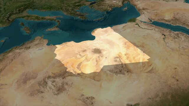 Zooming From World Map To LIBYA, High Tech Colorful Map Animation