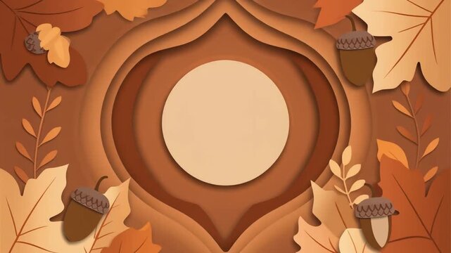 Autumn leaves mockup with central blank circular frame for fall season invitation or seasonal sale text placement