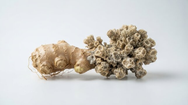 Fresh ginger root with unusual porous growth