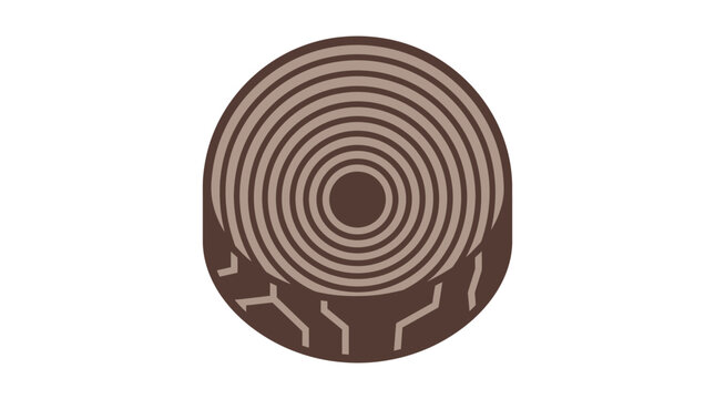 Brown wood tree trunk rings icon.