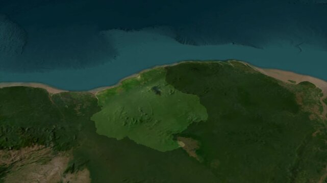  Zooming From World Map To SURINAME, High Tech Colorful Map Animation