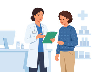 Obraz premium Doctor Consultation With Patient In Pharmacy Setting
