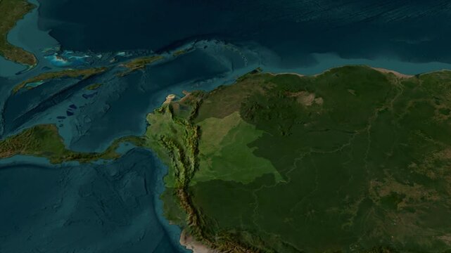  Zooming From World Map To COLOMBIA, High Tech Colorful Map Animation