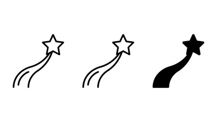 Shooting star streak icon set depicting motion and trajectory with shooting trajectory astronomy collection movement © SHOFIKUL