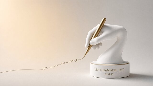 White Gold Left Hand Writing Left Handers Day AI Generated