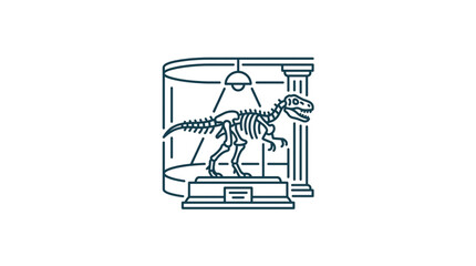 Dinosaur Skeleton Display in Museum Exhibit Case. © Adit