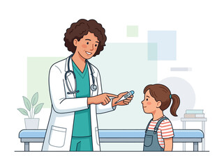 Obraz premium Doctor Checks Young Patient's Temperature During Health Checkup