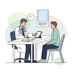 Fototapeta premium Doctor And Patient Meeting In A Clinic Room Discussing Health Matters