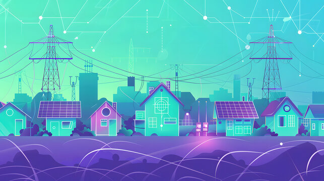 Smart Grid Energy Management Dashboard Illustrative Flat Vector