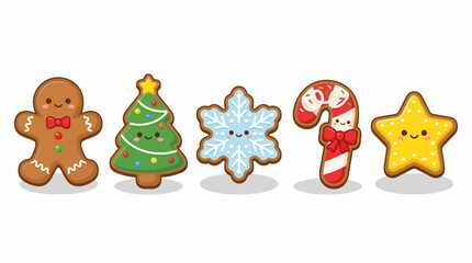 Fototapeta premium Colorful Christmas Cookie Decorations Set.