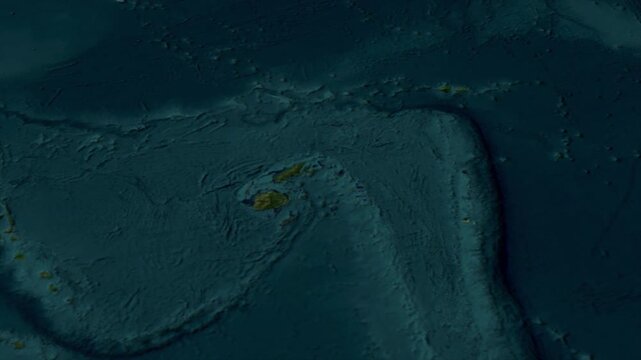  Zooming From World Map To TONGA, High Tech Colorful Map Animation
