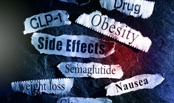 GLP-1 related newspaper headlines with side effects text