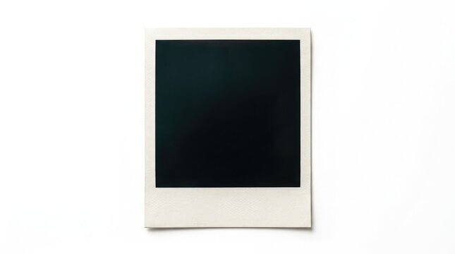 A single blank instant photo frame with a black center isolated on a plain white background for your custom design