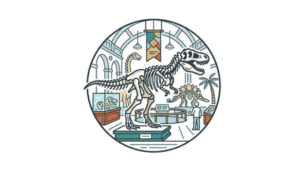 Dinosaur Skeleton Display in Museum Exhibit Hall. © Ridwan