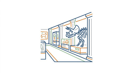 Dinosaur Skeleton Display in Museum Hallway. © Ridwan