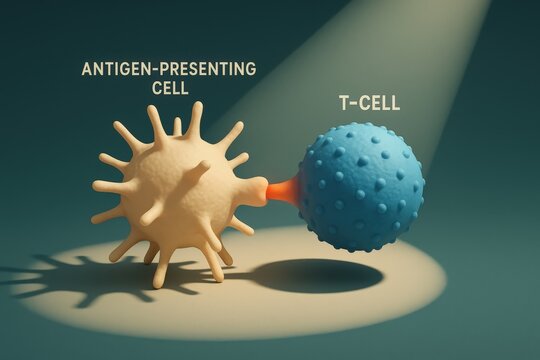 Antigen presenting cell interacts with T-cell in immune response model
