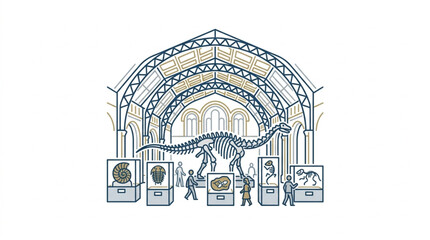 Dinosaur Skeleton Exhibit in Museum Hall. © Ridwan