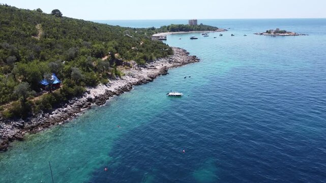 Mamula Island, Herceg Novi Municipality, Montenegro, aerial drone view,
