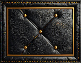 Obraz premium Luxury Black Tufted Leather Background with Gold Studs
