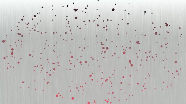 Abstract motion background, with floating red, particles on brushed, metal texture
