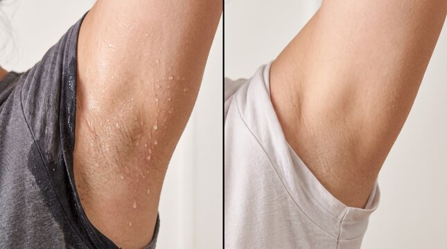 Before and after underarm excessive sweat hyperhidrosis and odor relief	