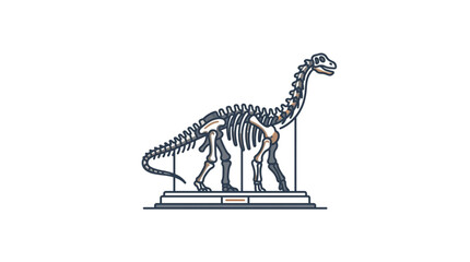 Illustrated Dinosaur Skeleton on Display Stand. © Aisah