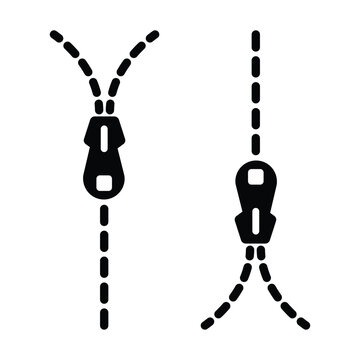 Open zipper icon. Solid vector black icon isolated on white background.