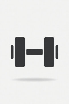 dumbbell icon, isolated on pure white background, centered composition, flat vector style, simple weights silhouette, crisp edges, no texture, no logo, no text, commercial stock illustration